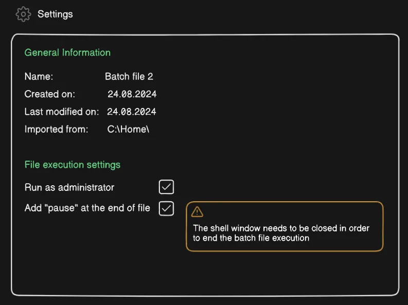 View - File Settings